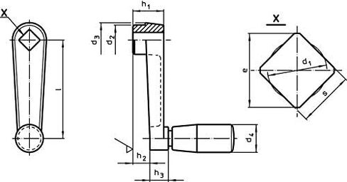 Halder 24330.0410 Handkurbeln/AL ألومنيوم أسود غير لامع، الهيكل، L = 80 مم/ثانية = 10 مم in Kuwait