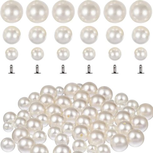 Clear Cake Stand 150pcs Pearl Rivet Studs, White Pearls Beads for DIY Crafts Hats Shoes Clothes Bags Skirt Bridal Veil - 6mm/8mm/10mm in Saudi Arabia