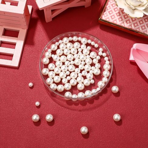 Clear Cake Stand 150pcs Pearl Rivet Studs, White Pearls Beads for DIY Crafts Hats Shoes Clothes Bags Skirt Bridal Veil - 6mm/8mm/10mm in Saudi Arabia