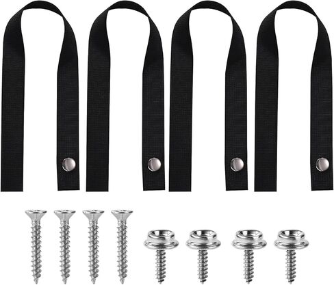 4pcs Pontoon Boat Ladder Straps, Black Imitation Nylon Snap Straps with 8 Screws to Secure The Boat in Its Original Position Practical Pontoon Boat Accessories in Saudi Arabia