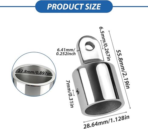 Bimini Top Eye End Caps 7/8"/1" - 316 Stainless Steel Marine Grade Hardware - Heavy Duty Bimini Top Fittings for Boat, Pontoon, Marine in Saudi Arabia