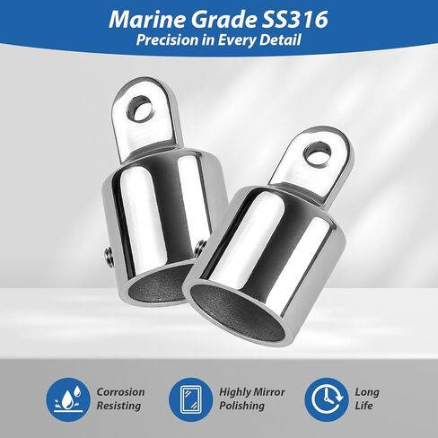 Bimini Top Eye End Caps 7/8"/1" - 316 Stainless Steel Marine Grade Hardware - Heavy Duty Bimini Top Fittings for Boat, Pontoon, Marine in Saudi Arabia