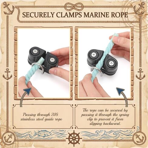 Vicenpal 2 Pcs Cam Cleat with Wire Flaired Leading Ring Cam Cleat Clamp Fit 3mm-15mm Rope 316 Stainless Steel for Sailboat Boat Kayak Canoe Dinghy Quick Rope Threading in Saudi Arabia