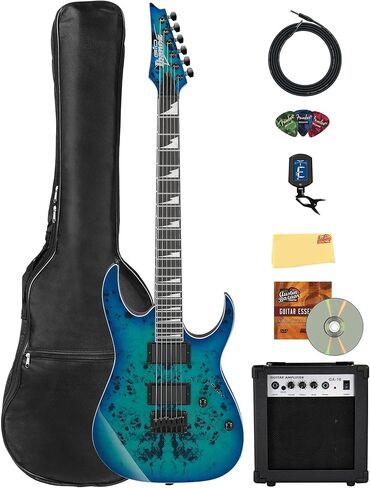 Ibanez GRGR131EX RG Gio Electric Guitar - Black Flat Bundle with Amplifier, Gig Bag, Tuner, Cable, Picks, Austin Bazaar Instructional DVD, and Polishing Cloth in Kuwait