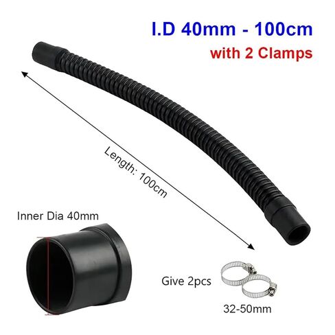 1Pcs I.D 20/25/32/40mm Corrugated Hose Rubber Head Inlet Outlet Hose Aquarium Corrugated Pipe with Clamps Soft Fish Tank Tube(ID 40mm with Clamps) in Saudi Arabia