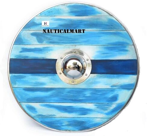 درع الفايكنج الخشبي القديم من Nautical-Mart باللون الأزرق الجليدي - SCA/LARP/Norse/Norway/Antique/Armor in Kuwait