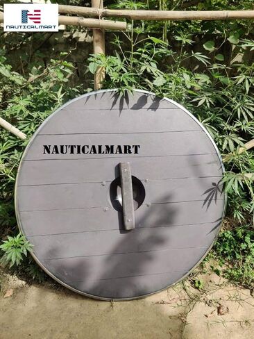 درع الفايكنج الخشبي القديم من Nautical-Mart باللون الأزرق الجليدي - SCA/LARP/Norse/Norway/Antique/Armor in Kuwait