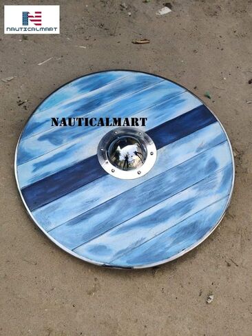 درع الفايكنج الخشبي القديم من Nautical-Mart باللون الأزرق الجليدي - SCA/LARP/Norse/Norway/Antique/Armor in Kuwait
