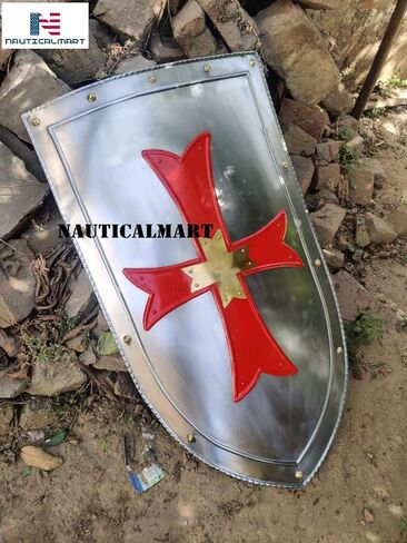 بحري مارت القرون الوسطى الثقيلة الصليب الأحمر فارس درع معركة درع القرون الوسطى سخان درع 32inc in Kuwait