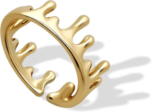 خواتم لافا ذهبية قابلة للتعديل للنساء، حلقات تاج مطلية بالذهب عيار 18 قيراط غير قابلة للتشويه، مجوهرات Anillos الأنيقة والقابلة للتكديس in Kuwait