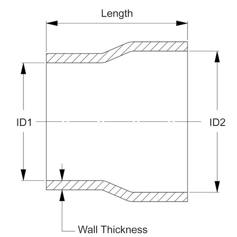 HPS HTSRNBLK-104 1.25 بوصة - 1.75 بوصة معرف، 4 بوصة طول، خرطوم توصيل مخفض من السيليكون، درجة حرارة عالية معززة بـ 4 طبقات، سيليكون، أسود in Kuwait