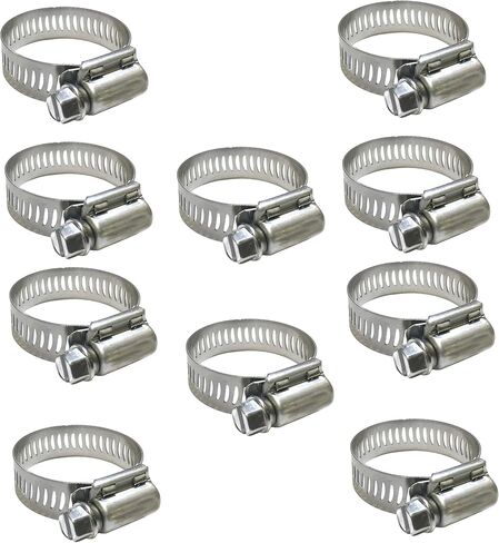 Neo-Pure Stainless Steel Hose Clamp, 316 Marine Grade, Hex Slotted Screw, Automotive Marine Agricultural Use (3/8" - 7/8" SAE # 6, 10) in Kuwait