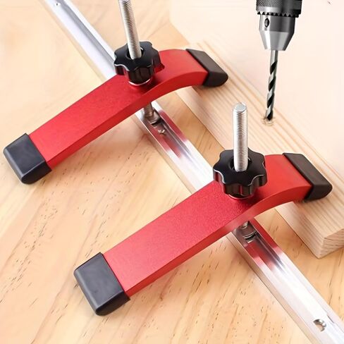 T track Hold Down Clamps - Double Cut Profile Universal T-Track Clamps Woodworking and t slot clamp - Fine Sandblast Anodized-Silver-1PCS in Saudi Arabia