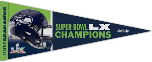 WinCraft Seattle Seahawks Super Bowl LX Champions 12" x 30" Premium Pennant in Saudi Arabia
