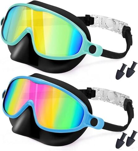 2026 New Eyes Goggles for Kids, Wide View Swim Goggles, Anti-UV Anti-Fog Pool Water Swimming Goggles for 3-14 in Saudi Arabia