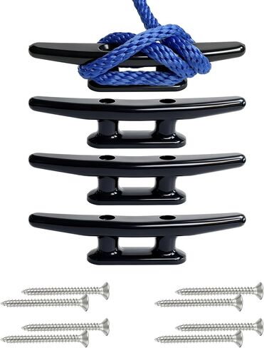 مربط قارب أسود من النايلون مقاس 5 بوصات مع 304 براغي طويلة، وربطات عنق قارب كاياك لربط حبل الكاياك/ربط المربط الصارم، والقوارب الصغيرة 12-16 قدم، والزوارق والزلاجات النفاثة - 4 عبوات in Kuwait