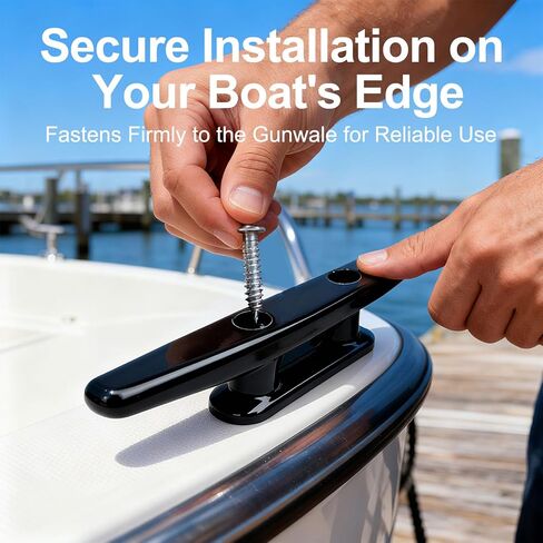 مربط قارب أسود من النايلون مقاس 5 بوصات مع 304 براغي طويلة، وربطات عنق قارب كاياك لربط حبل الكاياك/ربط المربط الصارم، والقوارب الصغيرة 12-16 قدم، والزوارق والزلاجات النفاثة - 4 عبوات in Kuwait