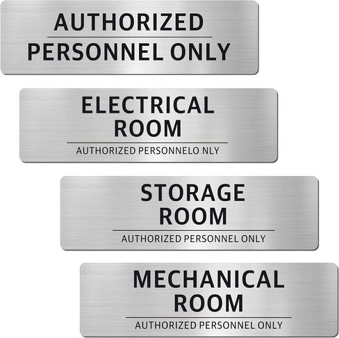 مجموعة لافتات باب مكونة من 4 قطع، للموظفين فقط، الموظفين المعتمدين لغرفة التخزين فقط، لافتات مكتب للأعمال والعيادة ومكان عمل البيع بالتجزئة، من الألومنيوم المصقول in Kuwait