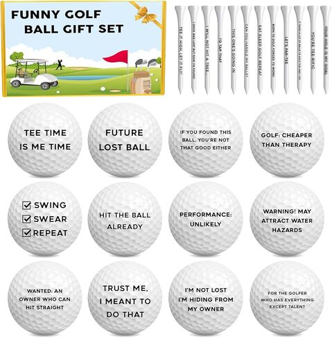 MiniInflat 12 Pcs Funny Golf Balls and Tees Set with Gift Box Golf Accessories for Men Dad Grandpa Golfers Perfect Father's Day Birthday Gift in Saudi Arabia