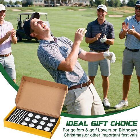 MiniInflat 12 Pcs Funny Golf Balls and Tees Set with Gift Box Golf Accessories for Men Dad Grandpa Golfers Perfect Father's Day Birthday Gift in Saudi Arabia
