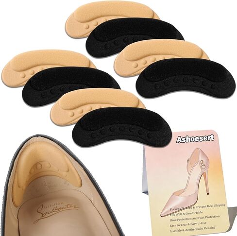 Ashoesert 4 Pairs Heel Grips Cushion Inserts, Self-Adhesive Heel Pads for Loose/Too Big Shoes, Anti-Slip Shoe Inserts for Women and Men, Heel Pain Relief Foot Cushions in Kuwait