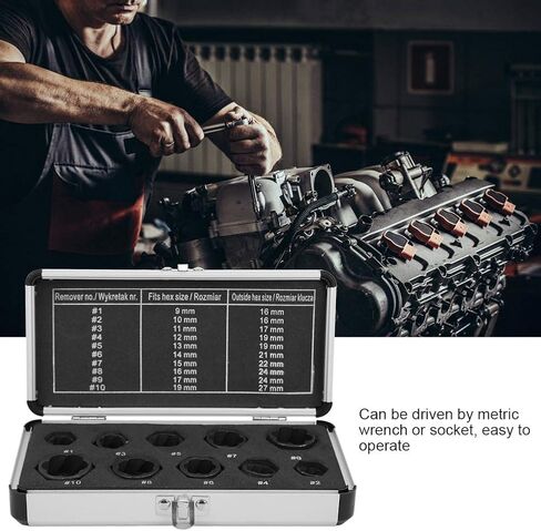 Bolt Remover Hexagon Black Damaged Nut Extractor Removal Kit Aluminium Box for Workshop Garage in Saudi Arabia