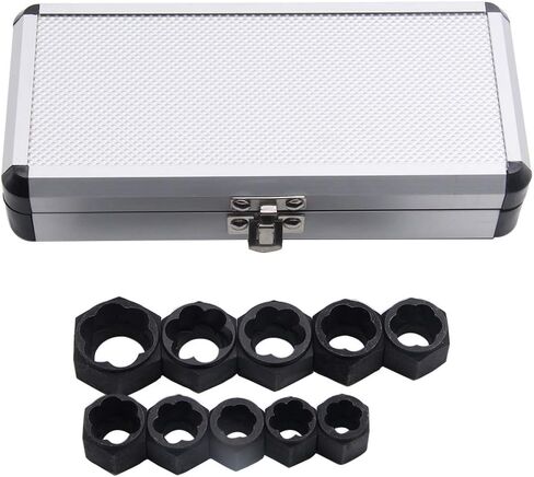10PCS Premium Broken Bolt Extractor Set High Strength Socket Nut Remover Kit for Stuck Rusted Nuts and Bolts Alloy Steel Silver 9mm to 19mm in Saudi Arabia