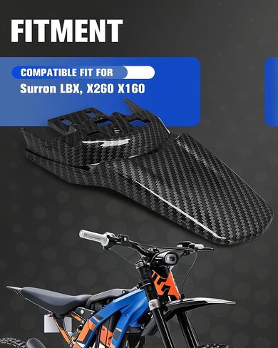 Motorcycle Rear Fender Mudguard for Surron Sur Ron Light Bee X/S Segway X260 X160 Electric Dirt Bike,Carbon Fiber Texture,PP Material in Saudi Arabia