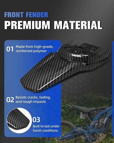Motorcycle Rear Fender Mudguard for Surron Sur Ron Light Bee X/S Segway X260 X160 Electric Dirt Bike,Carbon Fiber Texture,PP Material in Saudi Arabia