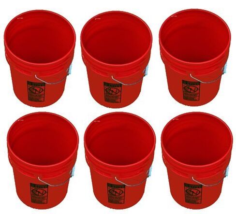 5 Gallon Buckets Six (6) Pack | Plastic | Red in Kuwait