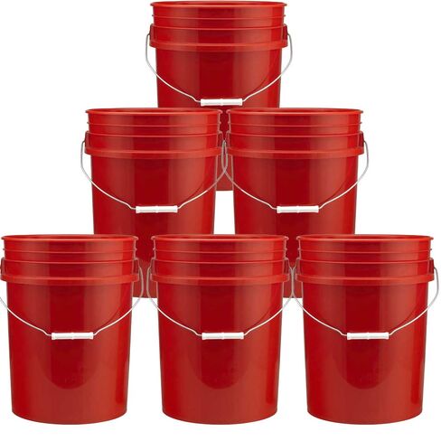 5 Gallon Buckets Six (6) Pack | Plastic | Red in Kuwait
