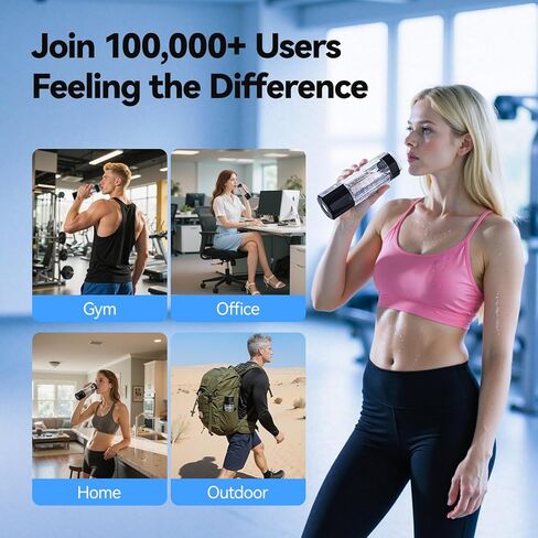 زجاجة مياه هيدروجين مطورة من MOVOCA، مولد مياه هيدروجين يصل إلى 6400PPB - تقنية SPE PEM، آلة مياه مائية من البولي كربونات بدرجة الطعام 7 أونصة، هدايا الرعاية الصحية للزوج والزوجة والأسرة والأصدقاء والسفر in Kuwait