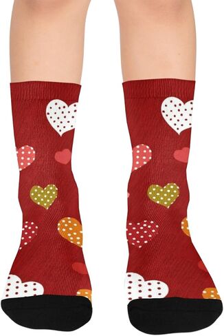 جوارب المشي لمسافات طويلة باللون الأحمر على شكل قلب أصفر - جوارب شتوية حرارية سميكة دافئة للأطفال الصغار للأولاد والبنات للمدرسة، والارتداء اليومي والأنشطة الخارجية in Kuwait
