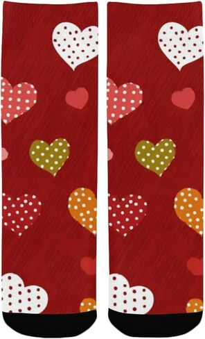 جوارب المشي لمسافات طويلة باللون الأحمر على شكل قلب أصفر - جوارب شتوية حرارية سميكة دافئة للأطفال الصغار للأولاد والبنات للمدرسة، والارتداء اليومي والأنشطة الخارجية in Kuwait