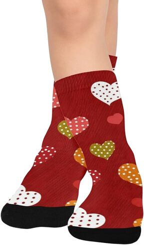 جوارب المشي لمسافات طويلة باللون الأحمر على شكل قلب أصفر - جوارب شتوية حرارية سميكة دافئة للأطفال الصغار للأولاد والبنات للمدرسة، والارتداء اليومي والأنشطة الخارجية in Kuwait