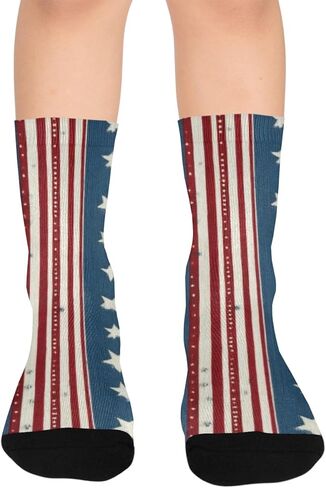 Star Stripe Pattern Hiking Socks - Toddler Boys & Girls Warm Thick Thermal Winter Crew Socks for School, Daily Wear & Outdoor Activities in Kuwait