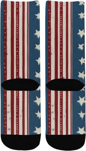 Star Stripe Pattern Hiking Socks - Toddler Boys & Girls Warm Thick Thermal Winter Crew Socks for School, Daily Wear & Outdoor Activities in Kuwait