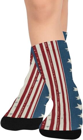 Star Stripe Pattern Hiking Socks - Toddler Boys & Girls Warm Thick Thermal Winter Crew Socks for School, Daily Wear & Outdoor Activities in Kuwait