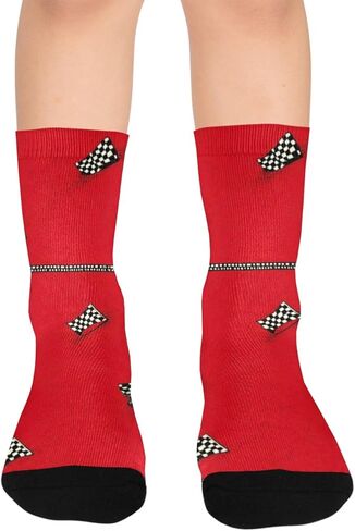 Checkered Flag Pattern Red Hiking Socks - Toddler Boys & Girls Warm Thick Thermal Winter Crew Socks for School, Daily Wear & Outdoor Activities in Saudi Arabia