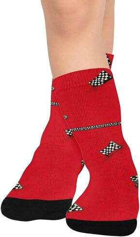 Checkered Flag Pattern Red Hiking Socks - Toddler Boys & Girls Warm Thick Thermal Winter Crew Socks for School, Daily Wear & Outdoor Activities in Saudi Arabia