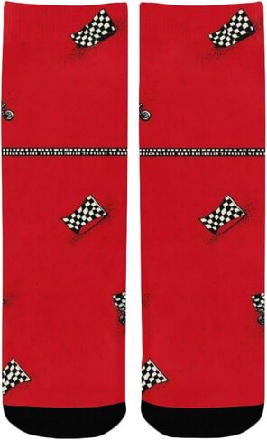 Checkered Flag Pattern Red Hiking Socks - Toddler Boys & Girls Warm Thick Thermal Winter Crew Socks for School, Daily Wear & Outdoor Activities in Saudi Arabia