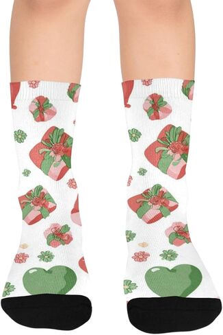 Red Green Heart Pattern Hiking Socks - Toddler Boys & Girls Warm Thick Thermal Winter Crew Socks for School, Daily Wear & Outdoor Activities in Saudi Arabia