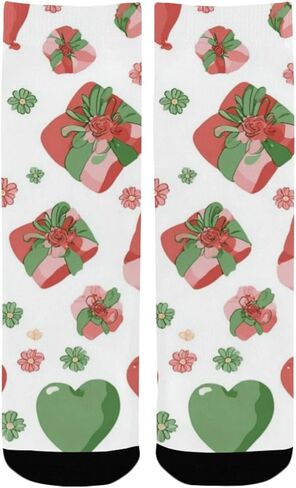 Red Green Heart Pattern Hiking Socks - Toddler Boys & Girls Warm Thick Thermal Winter Crew Socks for School, Daily Wear & Outdoor Activities in Saudi Arabia