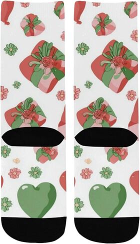 Red Green Heart Pattern Hiking Socks - Toddler Boys & Girls Warm Thick Thermal Winter Crew Socks for School, Daily Wear & Outdoor Activities in Saudi Arabia