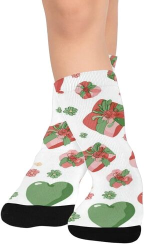 Red Green Heart Pattern Hiking Socks - Toddler Boys & Girls Warm Thick Thermal Winter Crew Socks for School, Daily Wear & Outdoor Activities in Saudi Arabia