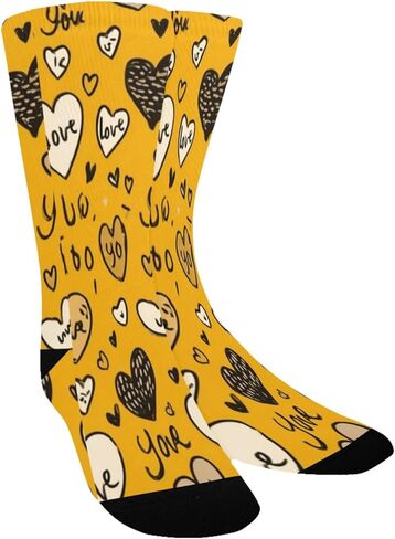 Soft Yellow Black Heart Hiking Socks - Toddler Boys & Girls Warm Thick Thermal Winter Crew Socks for School, Daily Wear & Outdoor Activities in Saudi Arabia