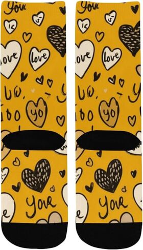 Soft Yellow Black Heart Hiking Socks - Toddler Boys & Girls Warm Thick Thermal Winter Crew Socks for School, Daily Wear & Outdoor Activities in Saudi Arabia