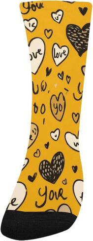 Soft Yellow Black Heart Hiking Socks - Toddler Boys & Girls Warm Thick Thermal Winter Crew Socks for School, Daily Wear & Outdoor Activities in Saudi Arabia