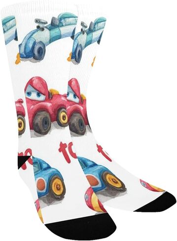 Cartoon Fast Car Pattern Hiking Socks - Toddler Boys & Girls Warm Thick Thermal Winter Crew Socks for School, Daily Wear & Outdoor Activities in Saudi Arabia