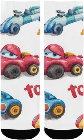 Cartoon Fast Car Pattern Hiking Socks - Toddler Boys & Girls Warm Thick Thermal Winter Crew Socks for School, Daily Wear & Outdoor Activities in Saudi Arabia